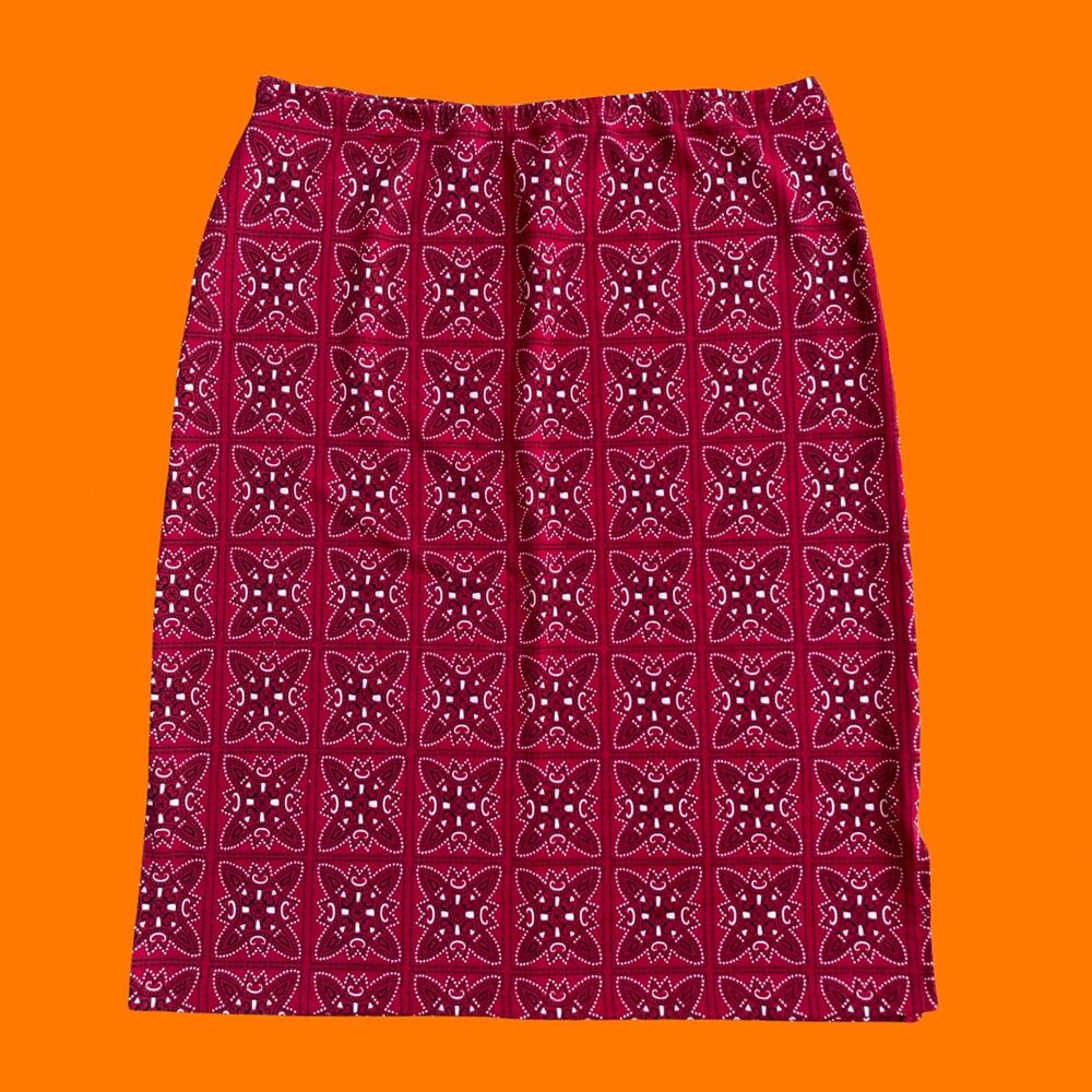 90's vintage red bandana paisley bodycon y2k mini skirt LARGE finesse